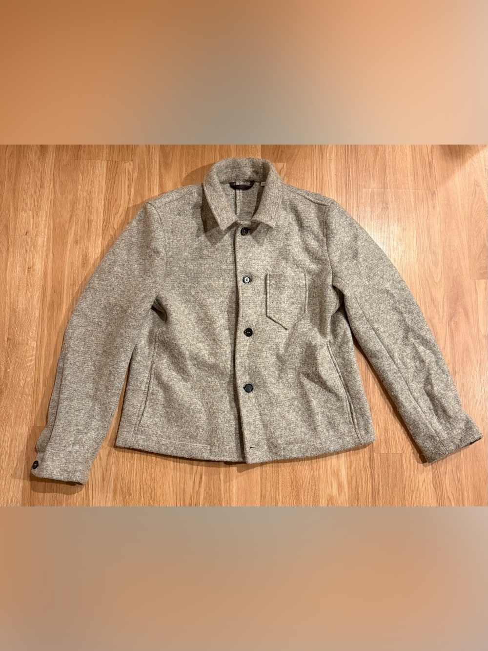 EUC Billy Reid Felted Wool Chore Coat - Dove Heather - Large - Missing Button